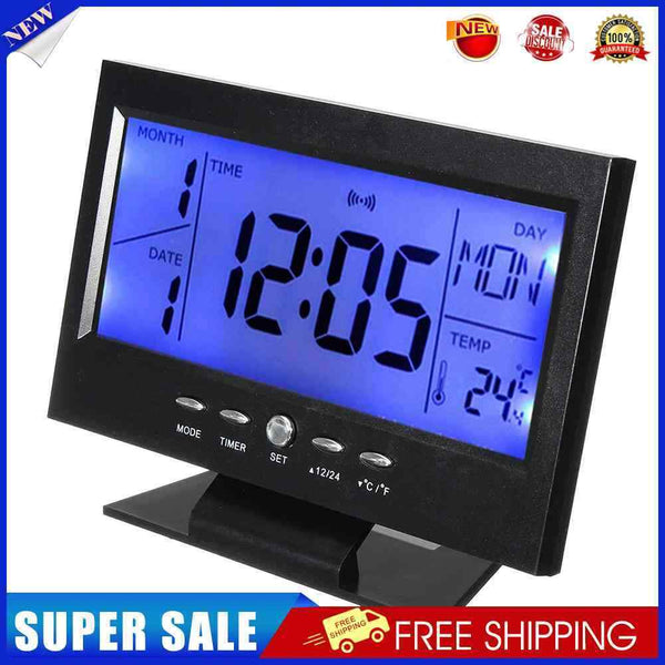3pcs Electronic LCD Temperature Humidity Clock (Black)