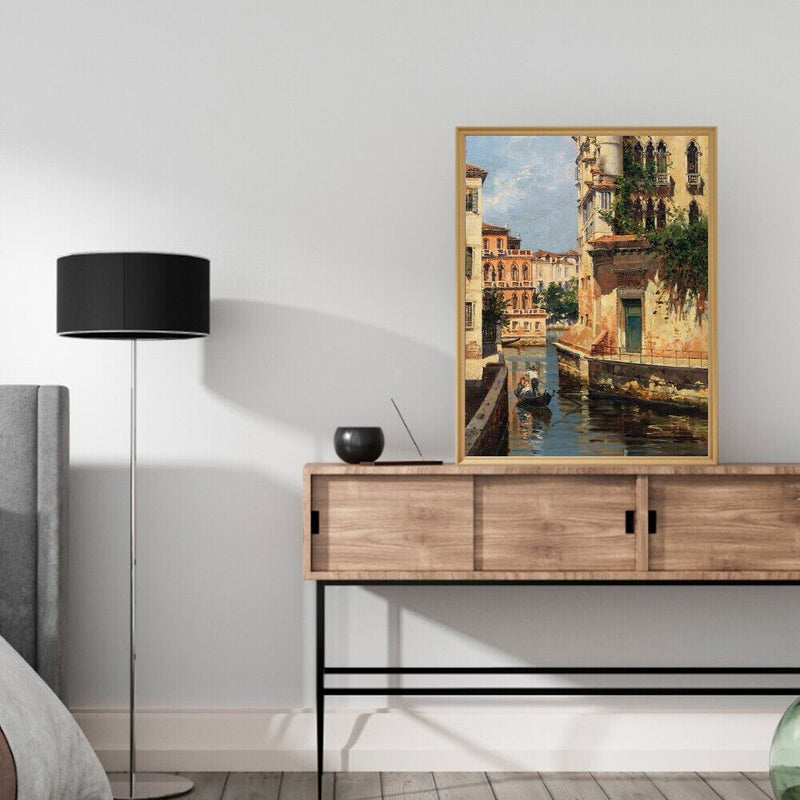 Frameless Oil Paint By Numbers Nordic Style Houses River DIY Canvas Picture