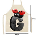 Letter Print Kitchen Apron Cotton Linen Home Cleaning Pinafore (2 68x55cm)