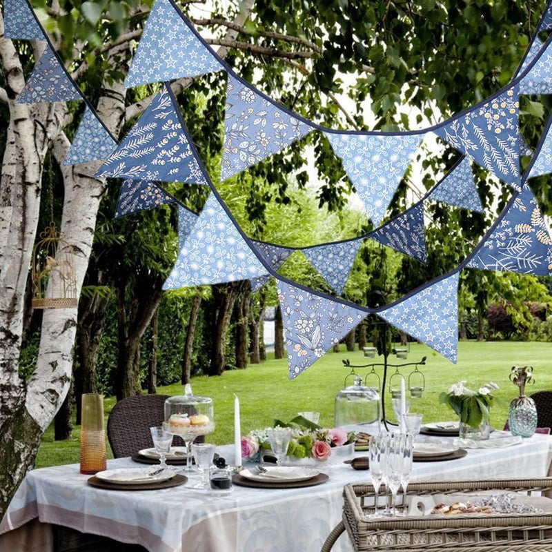 12 Flags 3.2m Nordic Style Printed Cotton Bunting Pennant Wedding Party Dec