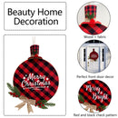 Merry Christmas Decoration Wreath Wood Burlap Welcome Door Sign with Berries