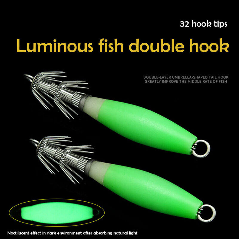 5pcs Luminous Squid Jigs Hooks Cuttlefish Octopus Cuttlefish Lure Bait Fishhook