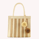 Summer Female Hand-woven Tote Bag Women Small Beach Sea Stripe Shopper Bag