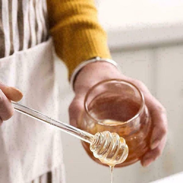 6  Honey Spoon Glass Honey Dipper Stick Syrup Dispenser T8U5 For Honey T2P6