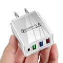 3 USB Fast Charger 3.1A PD Type-C Wall Power Adapter for Phone (White US)
