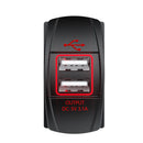 F1 3.1A Dual USB Car Charger Socket for 12-24V Car Boat Motorcycle (Red)