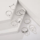 9pcs European Hollow Heart-Shape Simple Knuckle Ring for Women Valentine Jewelry