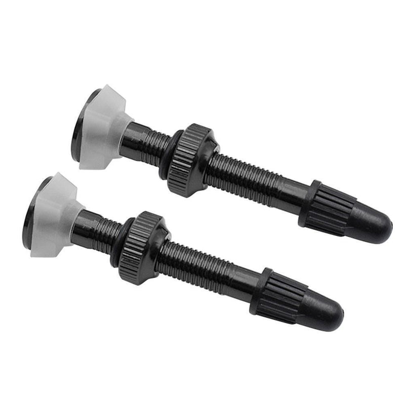2pcs MTB Road Bike Ready F/V Tubeless Tire Valve for Carbon Rim (Black)