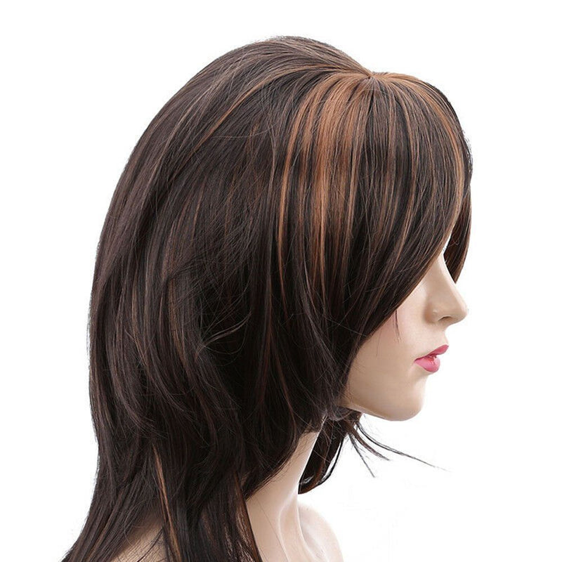 Wig No Lace Front Long Straight  Wig High Temperature Silk Women Wig Dark Brown
