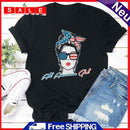 Independence Day America Girl Tea T-Shirt (Black S)