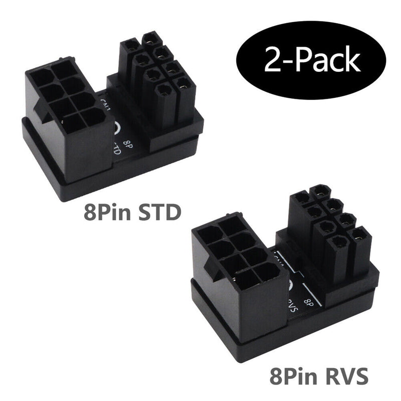 ATX 8-Pin Female to 8Pin Male 180 Degree Angled Adapter for Desktop Video Card