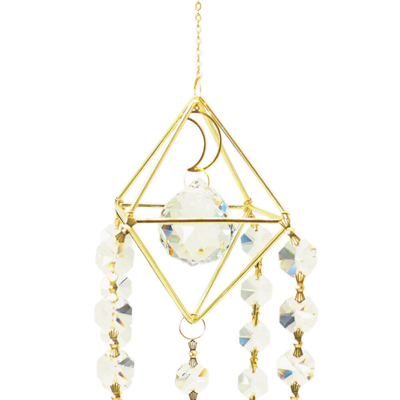 Crystal Windchimes Ornament Lighting Ball Home Hanging Pendant Decor (A) Newly