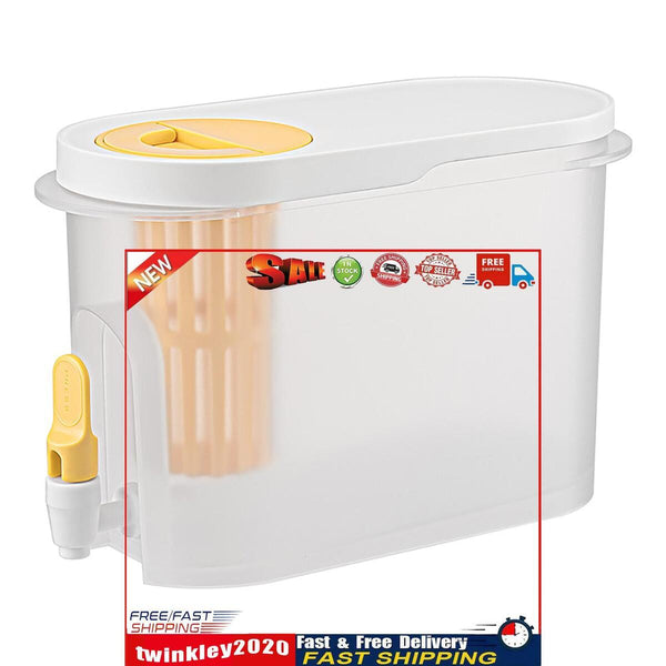 Plastic Cold Kettle with Faucet Large Capacity Beverage Container (White) Newly