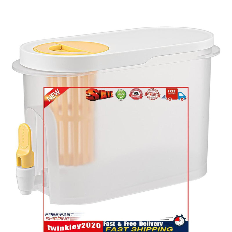 Plastic Cold Kettle with Faucet Large Capacity Beverage Container (White) Newly