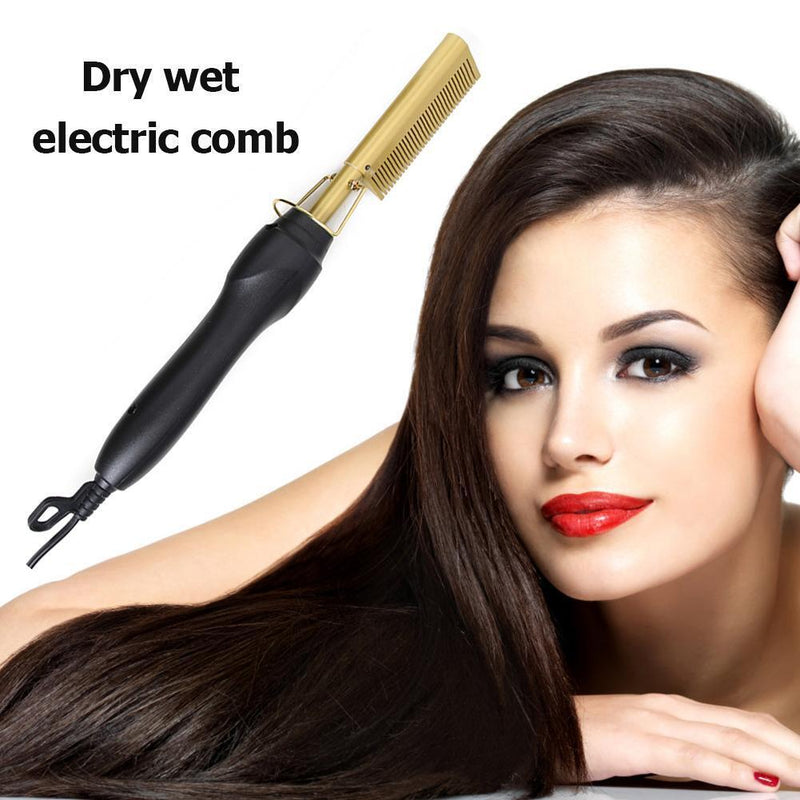 2 in 1 Hair Straightener Curler Electric Hot Heating Iron Styling Comb (US)