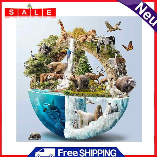 Full Embroidery Handmade Global Animal Counted DIY 11CT Canvas Cross Stitch Kit