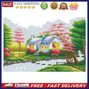 DIY Cross Stitch 11CT Stamped Print Artwork Pleasant House Canvas Kit Needlew