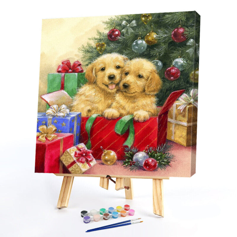 Cat and Puppy Frameless DIY Oil Paint by Numbers Kit Handpainted Art (S964)