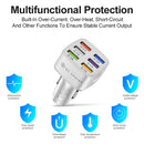 15A 6 Ports USB Car Charger QC3.0 Fast Charging Cell Phone Adapter (White) Newly