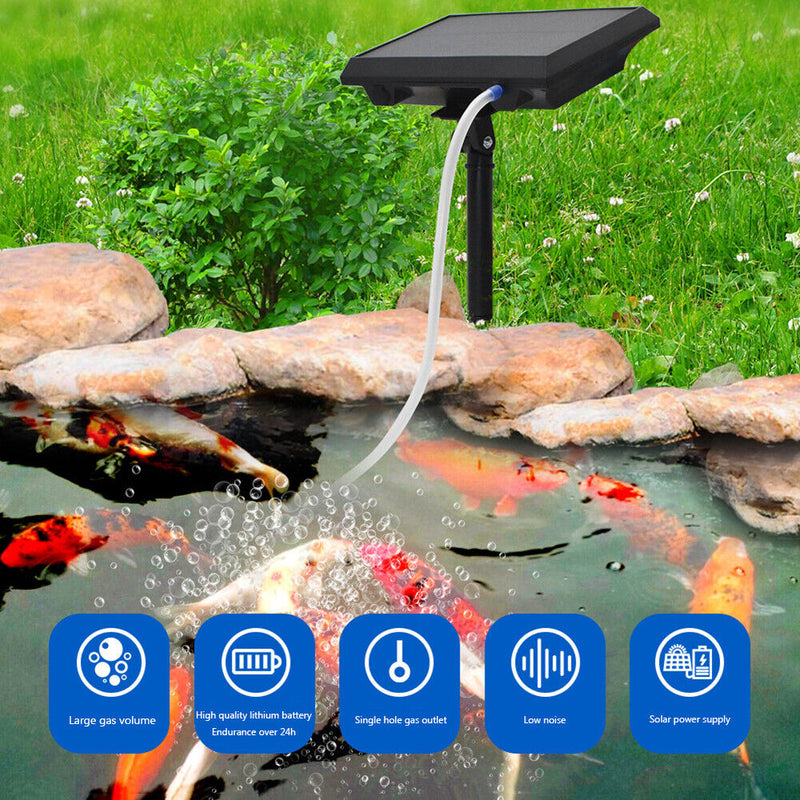 Fish Pond Solar Air Pump Fan Aquarium Outdoor Fishing Rotary Oxygen Tool