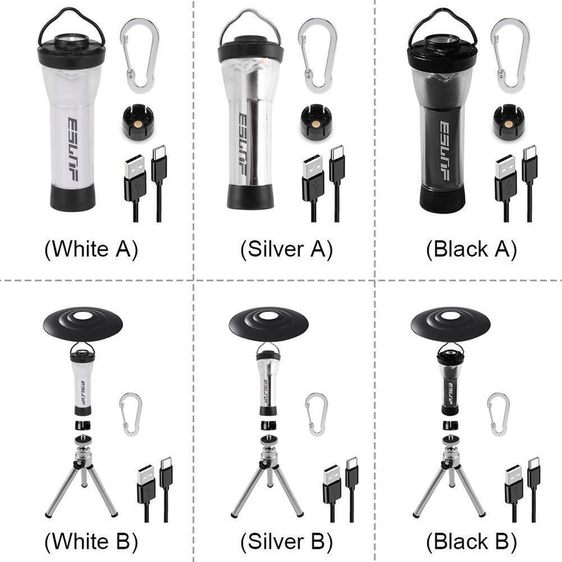 LED Lamp Adjustable Lighthouse Flashlights USB Charging for Outdoor (White A)