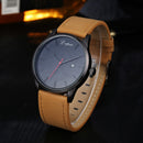 Sport Fashion Leather Date Calendar Bussiness Casual Watch (Brown+Black)