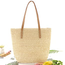 Paper Rope Women Handbags Summer Beach Solid Color Large Capacity Top-handle Bag