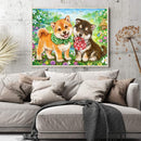 Frameless Painting By Numbers Little Dog DIY Handmade Drawing On Canvas Art Kit