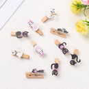 Cartoon Craft Cute Cat DIY with Hemp Rope Wooden Clips Photo Clips Hanging