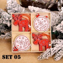 12Pcs Christmas Snowflakes Wooden Pendants Xmas Tree Hanging Ornament Decoration