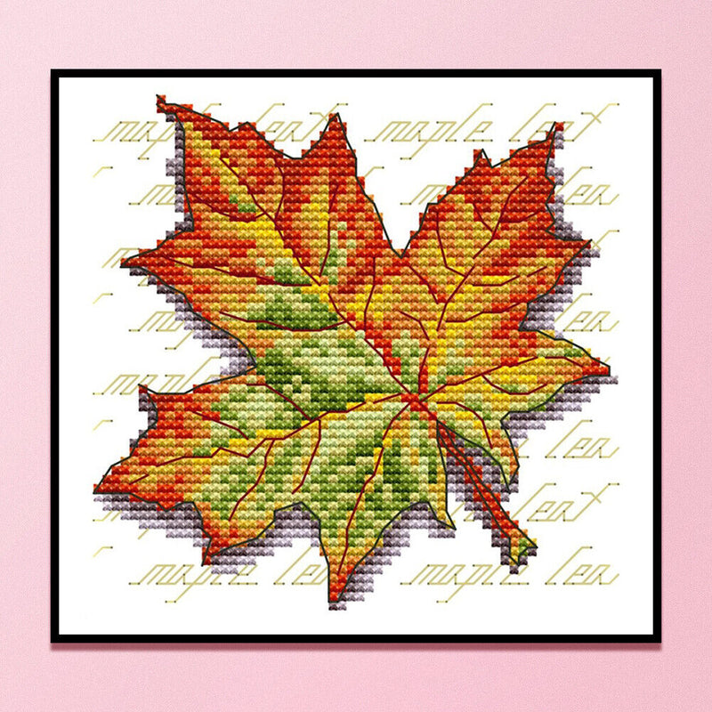 14CT Partial Cross Stitch Maple Leaf Counted DIY Kits Handmade Cotton Embroidery