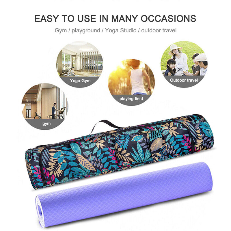 Printed Yoga Mat Bag Pilates Fitness Sports Exercise Pad Carry Backpack (5)