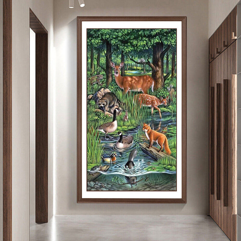 5D DIY Diamond Painting River Animal Full Drill Rhinestone Mosaic Art Picture