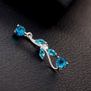 Fashion Body Piercing Jewelry Leaves The Belly Button Ring Blue