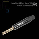 4pcs 6.35mm Male 1/4"" Mono Jack Audio Plug Connector Jack Adapter for Mic