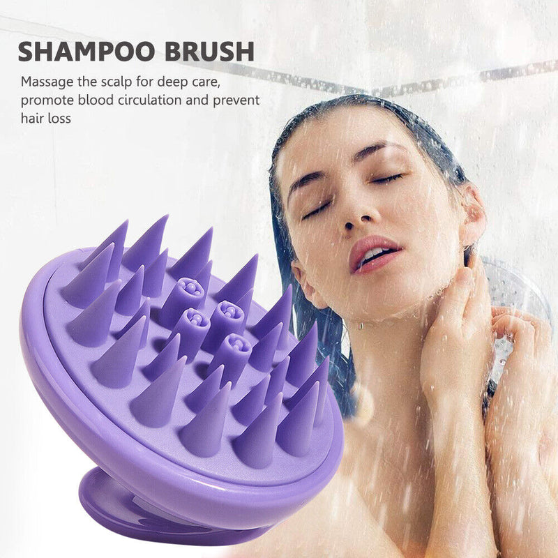 Silicone Head Body Massage Brush Hair Washing Clean Comb Hair Care (Purple)