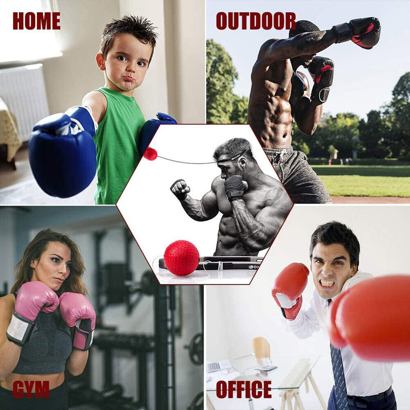 Boxing Reflex Speed Punch Ball Tennis Ball Headband Set MMA Training Tool Newly