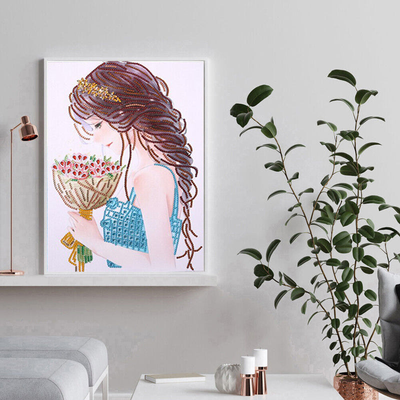 Special-shaped Diamond Painting Flower Girl DIY Mosaic Kit for Bead Art