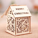 Cute Mini Wood Hollow House Christmas Light Tree Hanging Decor (Bell)