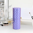 PU Leather Star Printing Makeup Brush Holder Portable Cosmetic Cup (Purple)