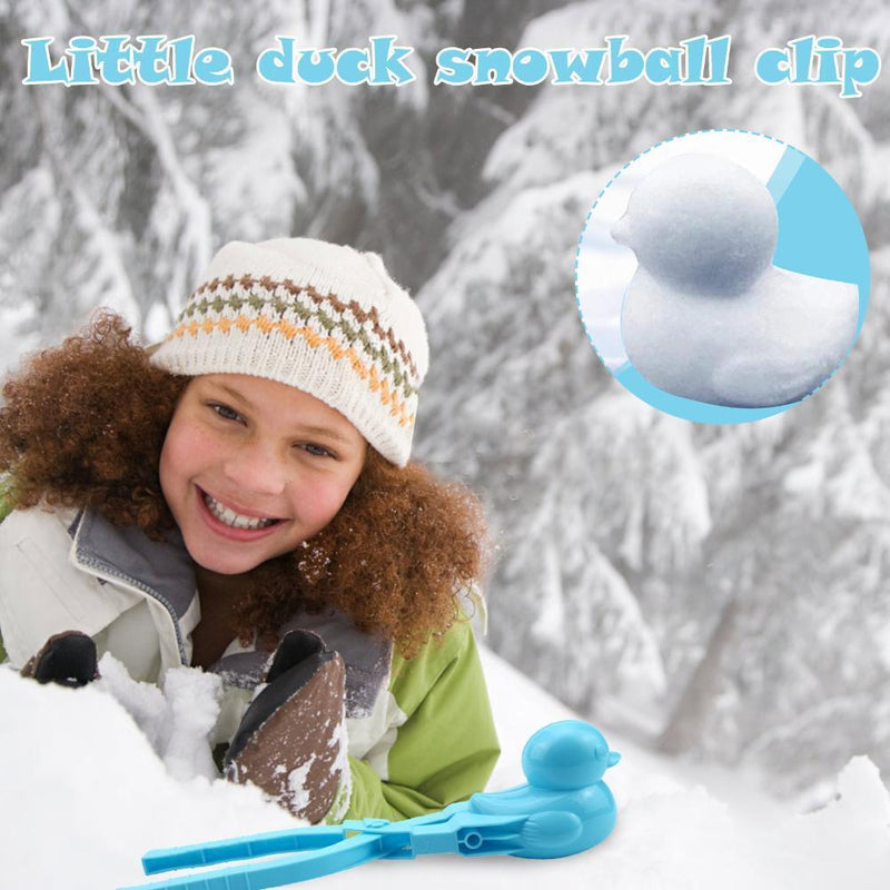 Snowball Maker Tool Duck Shape Snow Ball Tongs Clip with Handle (Blue)