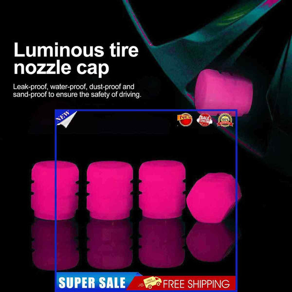 #A 4pcs Tire Valve Caps Illuminated Luminous Tire Cap Tire Stem Cap for Motorc