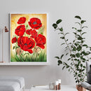 5D DIY Full Drill Round Shape Red Flower Rhinestone Diamond Drawing for Home