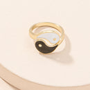Hip-hop Style Metal Yin Yang Open Ring Women Men Adjustable Tai Chi Rings Newly