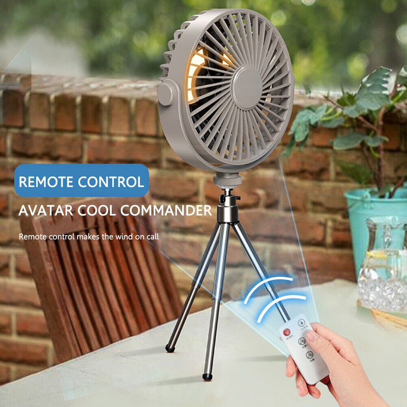 #A Desk Tripod Stand Air Cooling Fan with Night Light Outdoor Camping Ceiling Fa