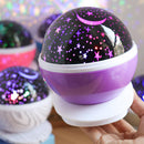 Rotary USB LED Night Light Star Projector Battery Kid Bedroom Lamp (Purple)
