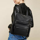 #A Unisex Backpack Waterproof Leather Large Capacity Travel Anti Theft Rucksac