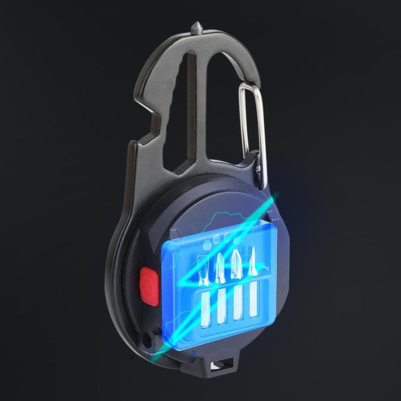 Mini LED COB Keychain Flashlight Emergency Camping Work Light Corkscrew (A)