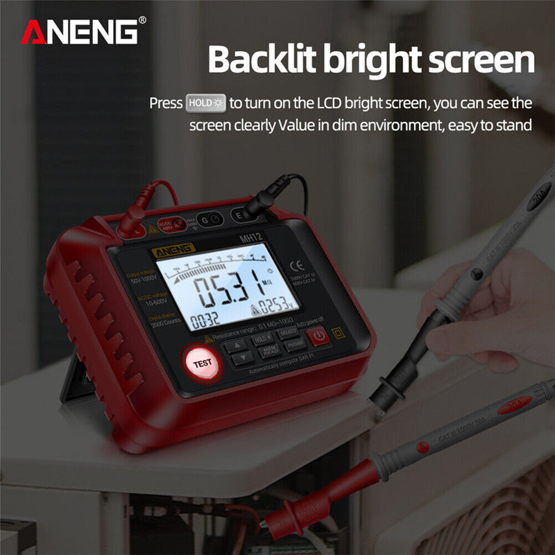 ANENG MH12 Megger Meter Digital Insulation Resistance AC Tester Megohmmeter