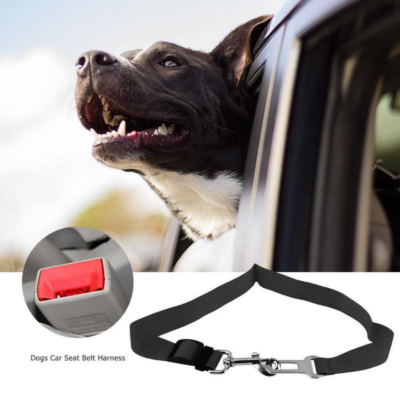 Adjustable Dogs Car Seat Belt Harness Pets Safe Seat Traction Rope (Black)